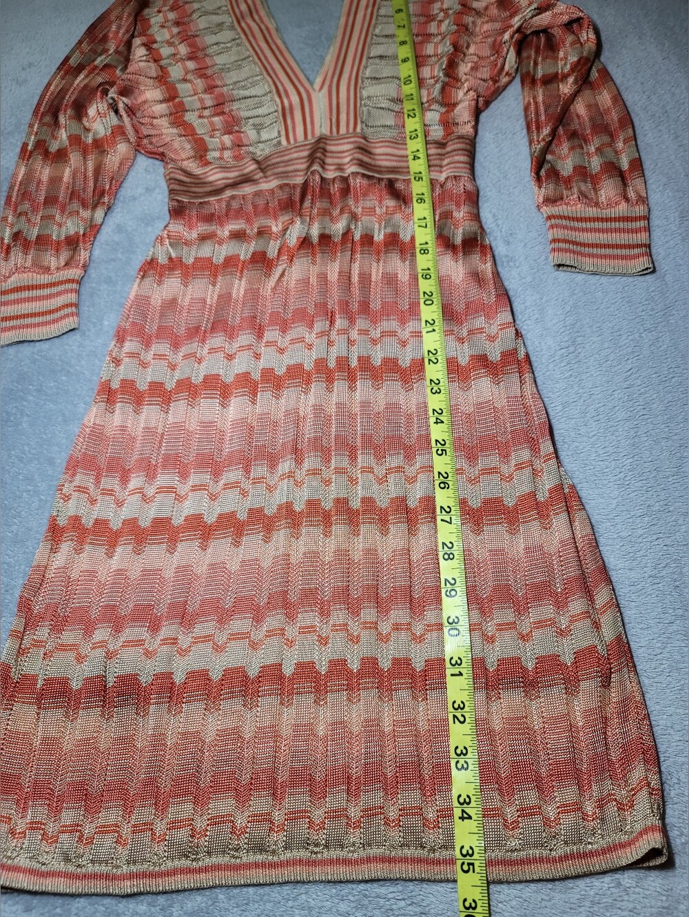 NWT Marciano "Coral Punch" Chevron Knit Sweater Dress - Size XS - Picture 5 of 8
